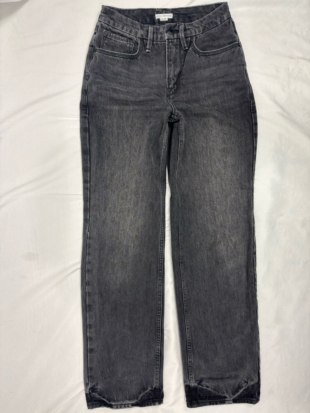 Good American High Rise Straight Leg Jeans Women's Size 0/25 Black (27inx31in)